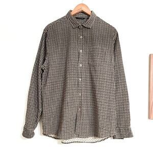 Sacks Fifth Avenue Men’s Plaid Button Up Shirt Size L Brown Tan Cotton Basic